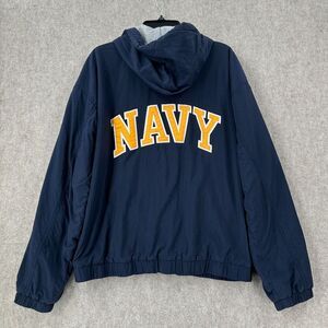 VINTAGE US Navy Jacket SZ LARGE Full Zip Hooded Lined Warm Winter‎ Coat Military